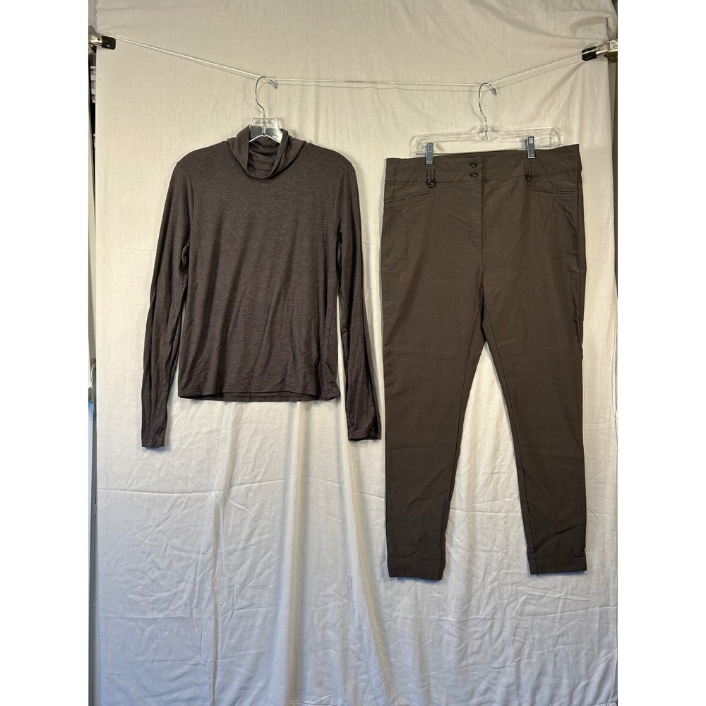 Fashion Nova Womens 2 Piece Set Dark Grey Turtleneck Top & Slim Pants #2287